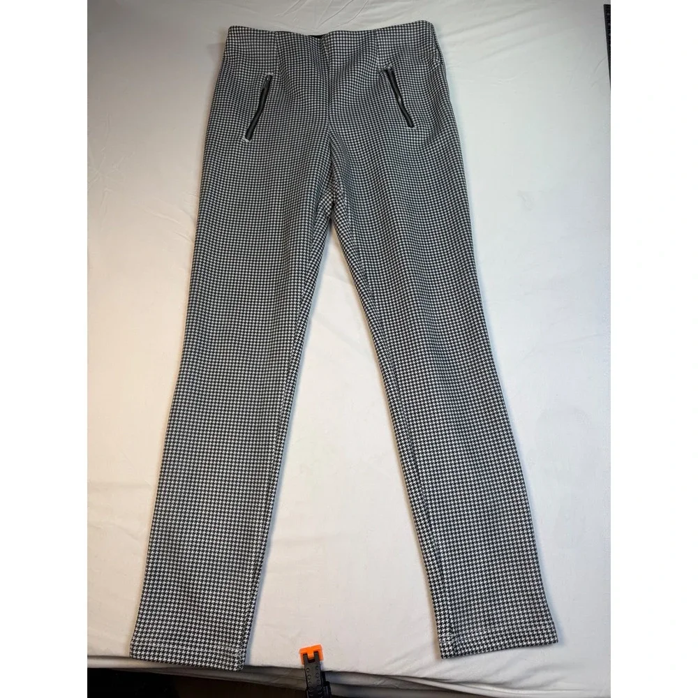 Calvin Klein Houndstooth Pull On Dress Pants Womens 6 Black White S19P429R